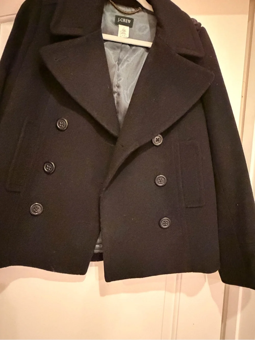 J. Crew Black Double-Breasted Wool Peacoat